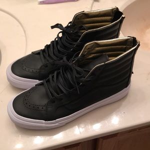 Black Leather Sk8-hi Vans